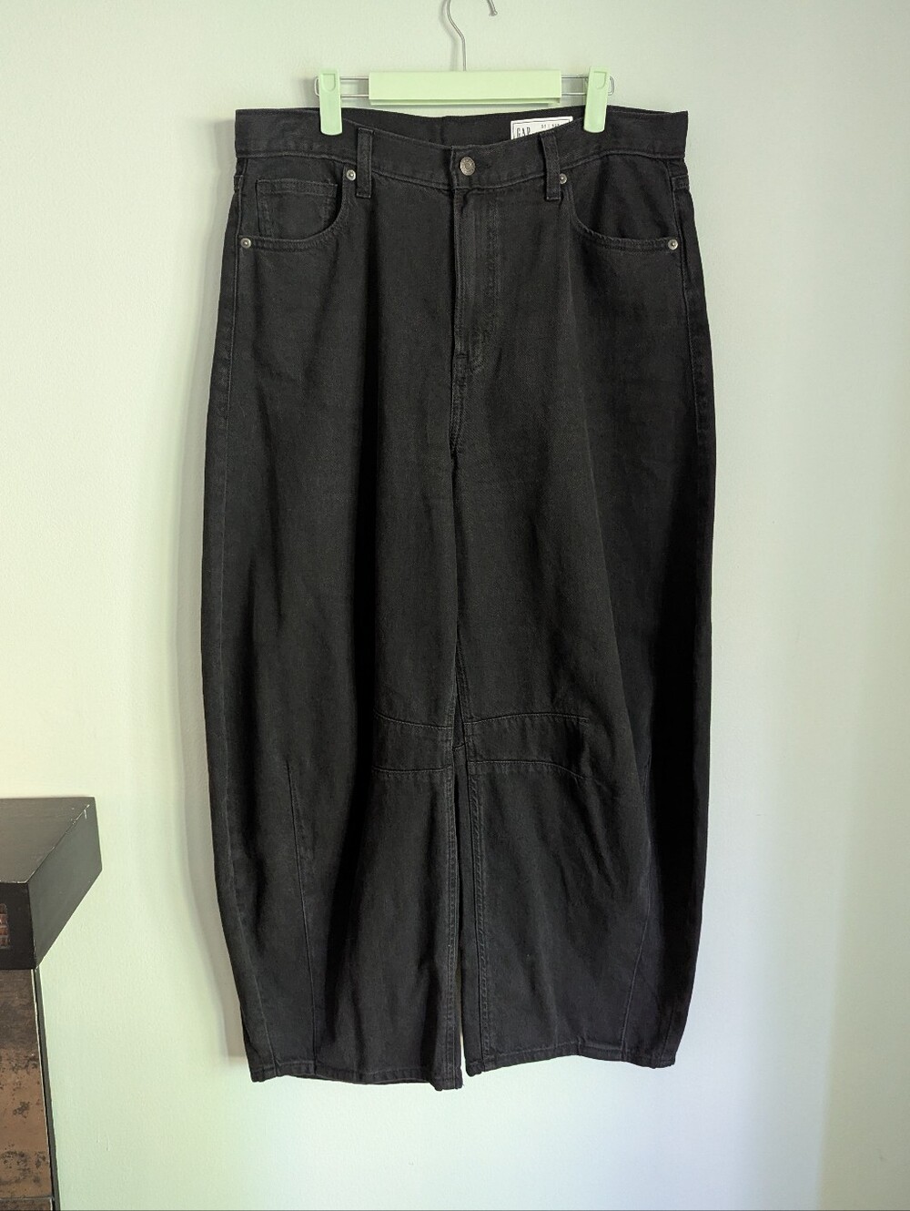 Gap Womens 12 R Horseshoe High Rise Jeans Ultrasoft Denim Black Barrel Leg Baggy